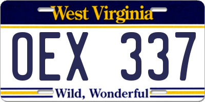 WV license plate OEX337