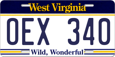 WV license plate OEX340