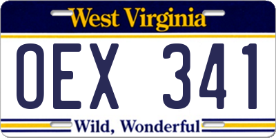 WV license plate OEX341