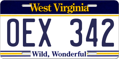 WV license plate OEX342