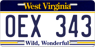 WV license plate OEX343