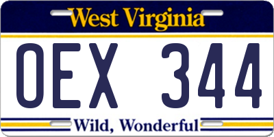 WV license plate OEX344