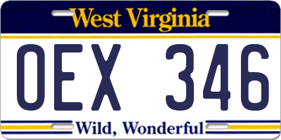 WV license plate OEX346