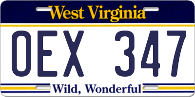 WV license plate OEX347