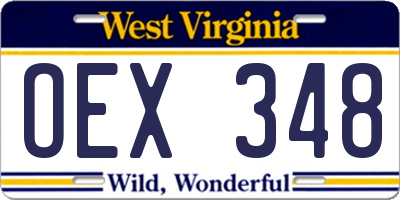 WV license plate OEX348