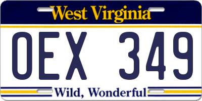 WV license plate OEX349
