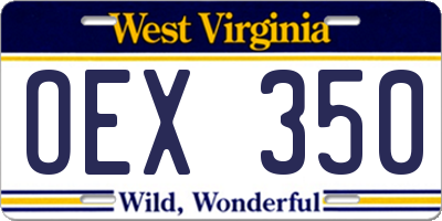 WV license plate OEX350
