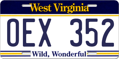 WV license plate OEX352