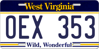 WV license plate OEX353