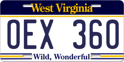 WV license plate OEX360