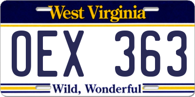 WV license plate OEX363