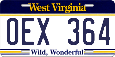 WV license plate OEX364