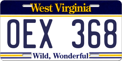 WV license plate OEX368