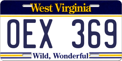 WV license plate OEX369