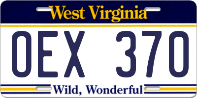 WV license plate OEX370