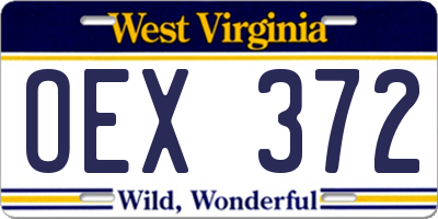 WV license plate OEX372