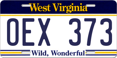 WV license plate OEX373