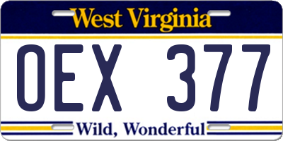 WV license plate OEX377