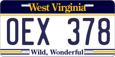 WV license plate OEX378