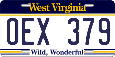 WV license plate OEX379