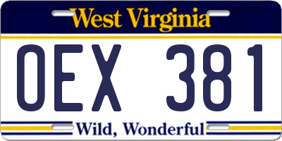 WV license plate OEX381