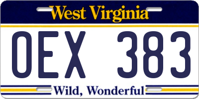 WV license plate OEX383
