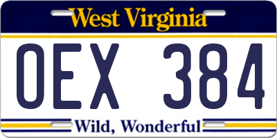 WV license plate OEX384