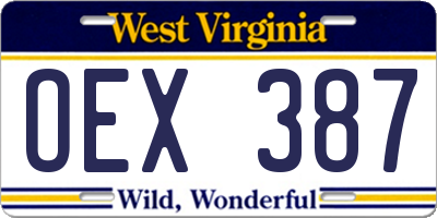 WV license plate OEX387