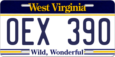 WV license plate OEX390