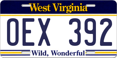 WV license plate OEX392