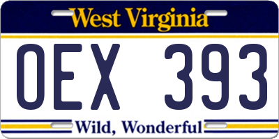 WV license plate OEX393