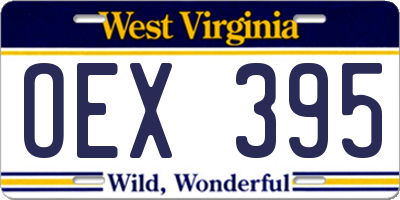 WV license plate OEX395