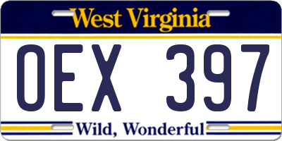 WV license plate OEX397