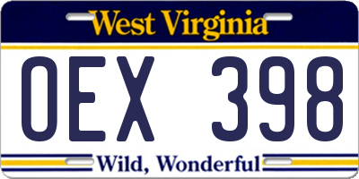 WV license plate OEX398