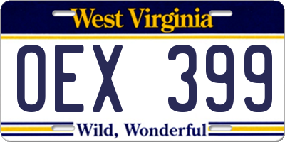WV license plate OEX399
