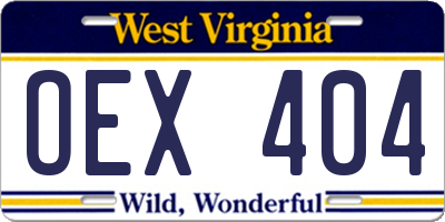 WV license plate OEX404