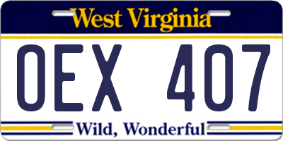 WV license plate OEX407