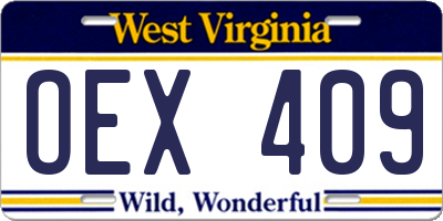 WV license plate OEX409
