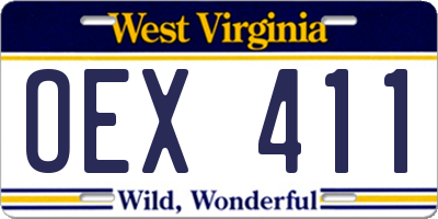 WV license plate OEX411