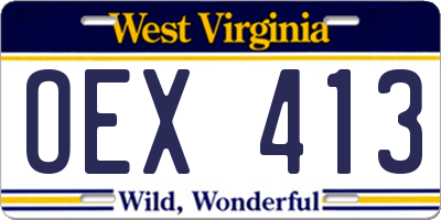 WV license plate OEX413