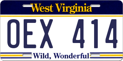 WV license plate OEX414