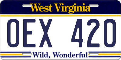 WV license plate OEX420