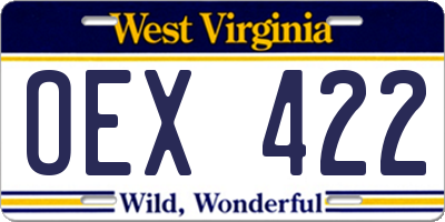 WV license plate OEX422