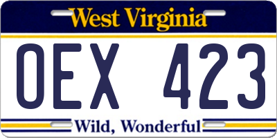 WV license plate OEX423