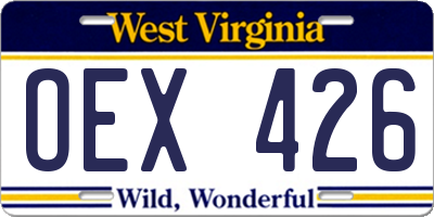 WV license plate OEX426