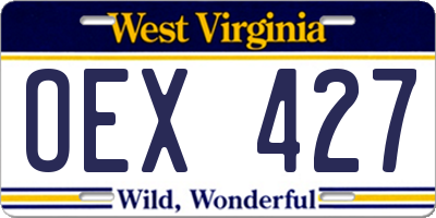 WV license plate OEX427