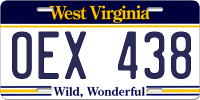 WV license plate OEX438