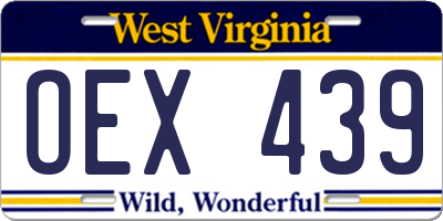WV license plate OEX439