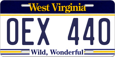 WV license plate OEX440