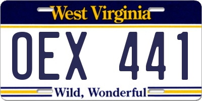 WV license plate OEX441